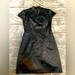 Embroidered Vintage Asian Style Little Black Form Fitting Dress